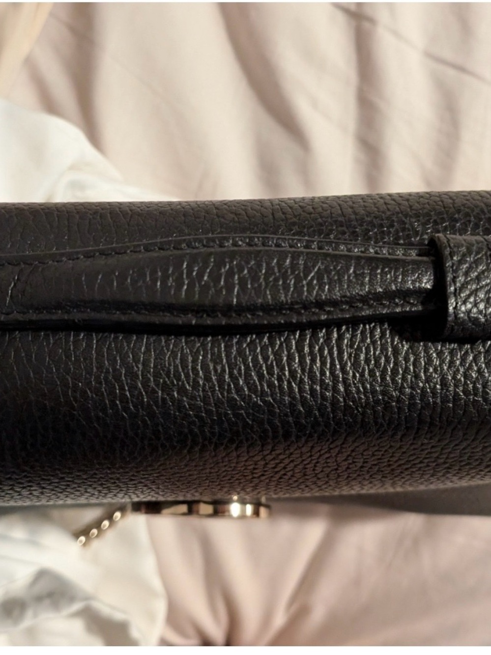 Leather Medium Shoulder Bag with Gold Double G Clasp - Picture 6 of 11